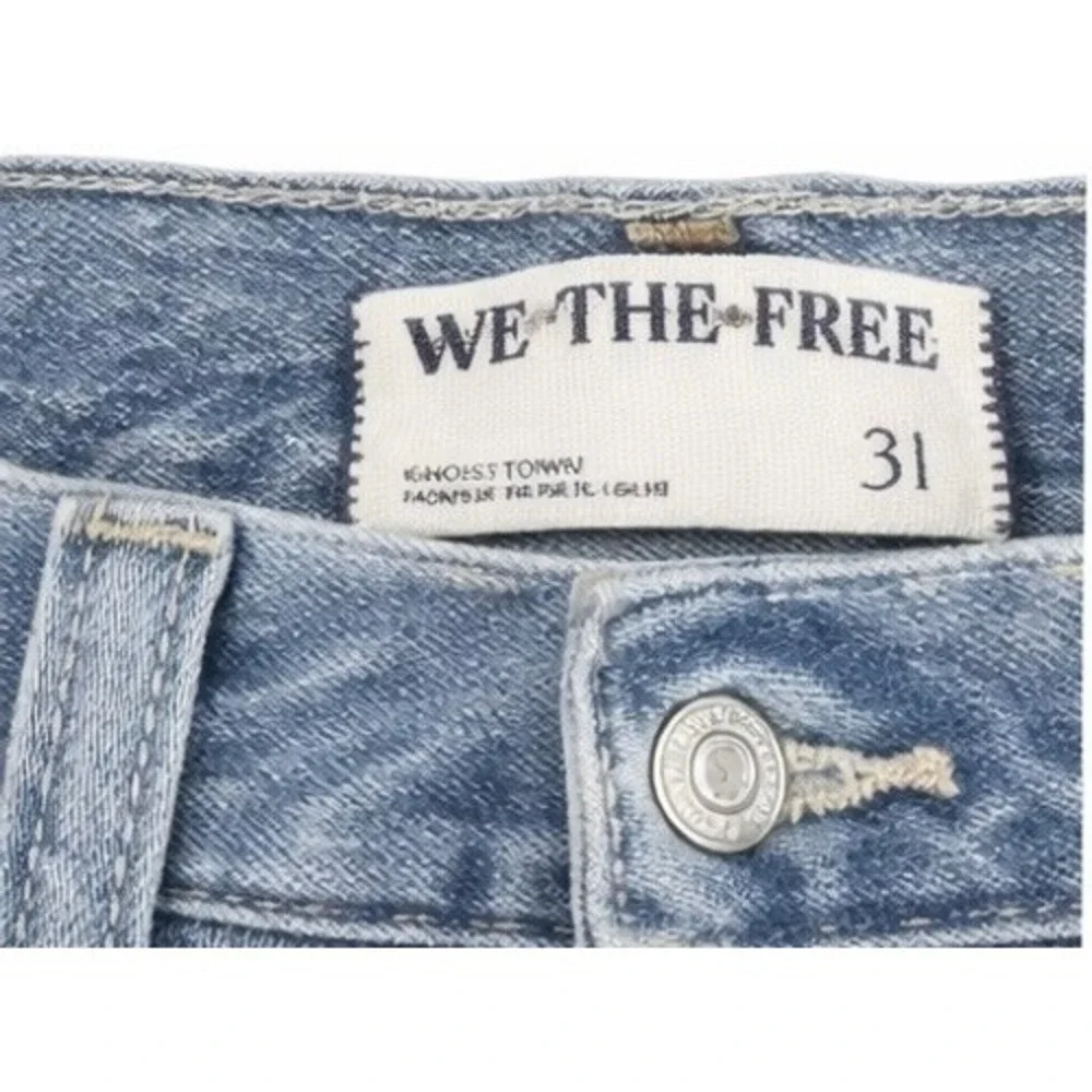 Free People We The Free Ghost Town High Rise Long Denim Shorts 31‎ Boho NWT